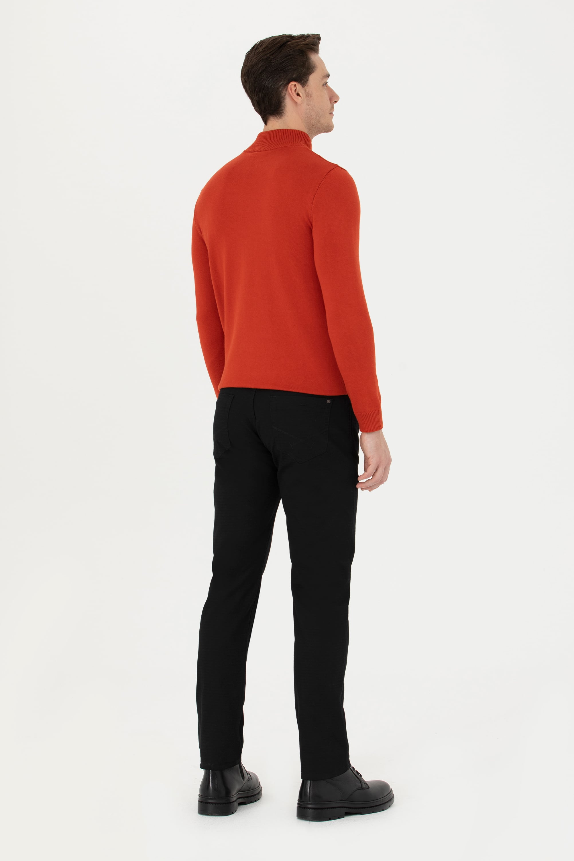 Erkek Regular Fit Siyah Kanvas Pantolon
