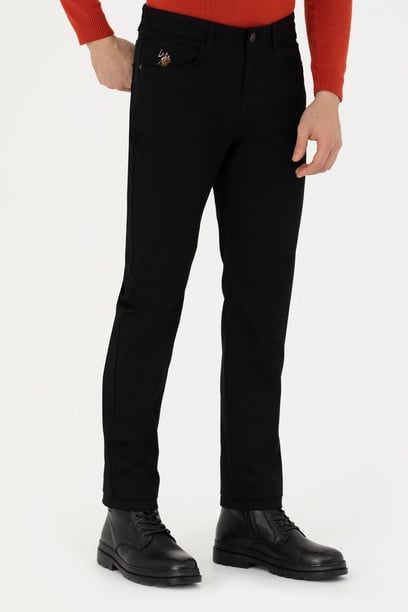 Erkek Regular Fit Siyah Kanvas Pantolon