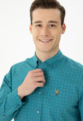 Erkek Petrol Uzun Kollu Gömlek - 50272445060