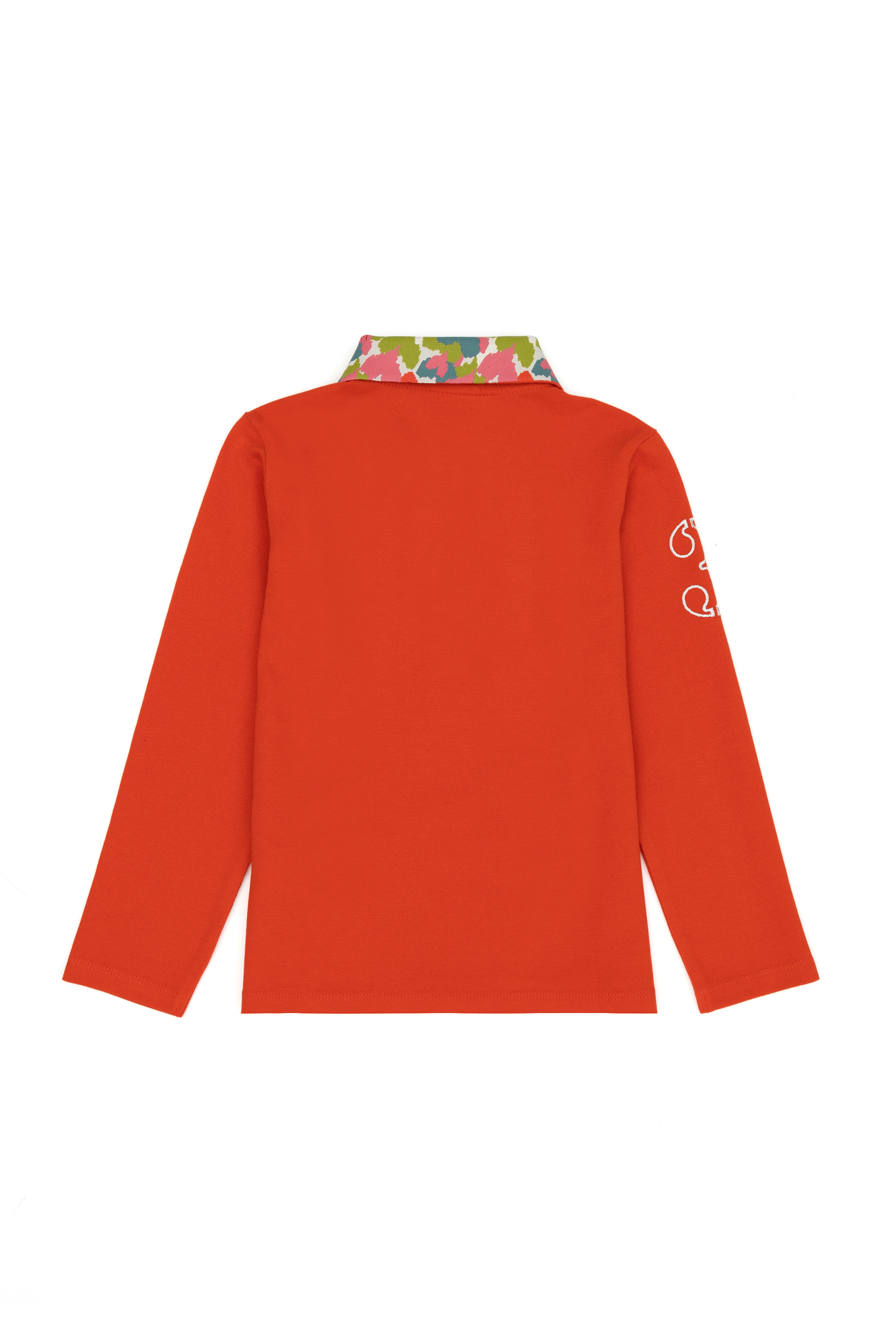 Kız Çocuk Turuncu Polo Yaka Basic Sweatshirt - Image 2
