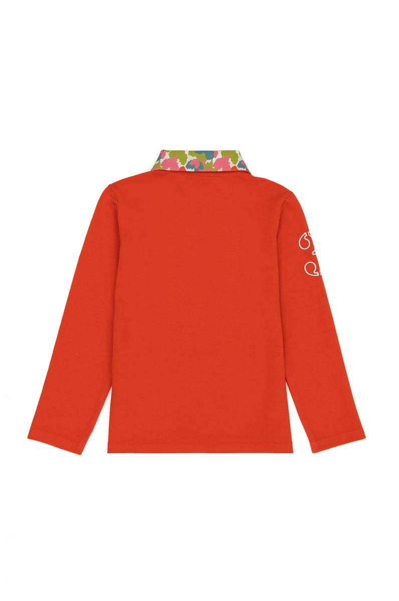 Kız Çocuk Turuncu Polo Yaka Basic Sweatshirt