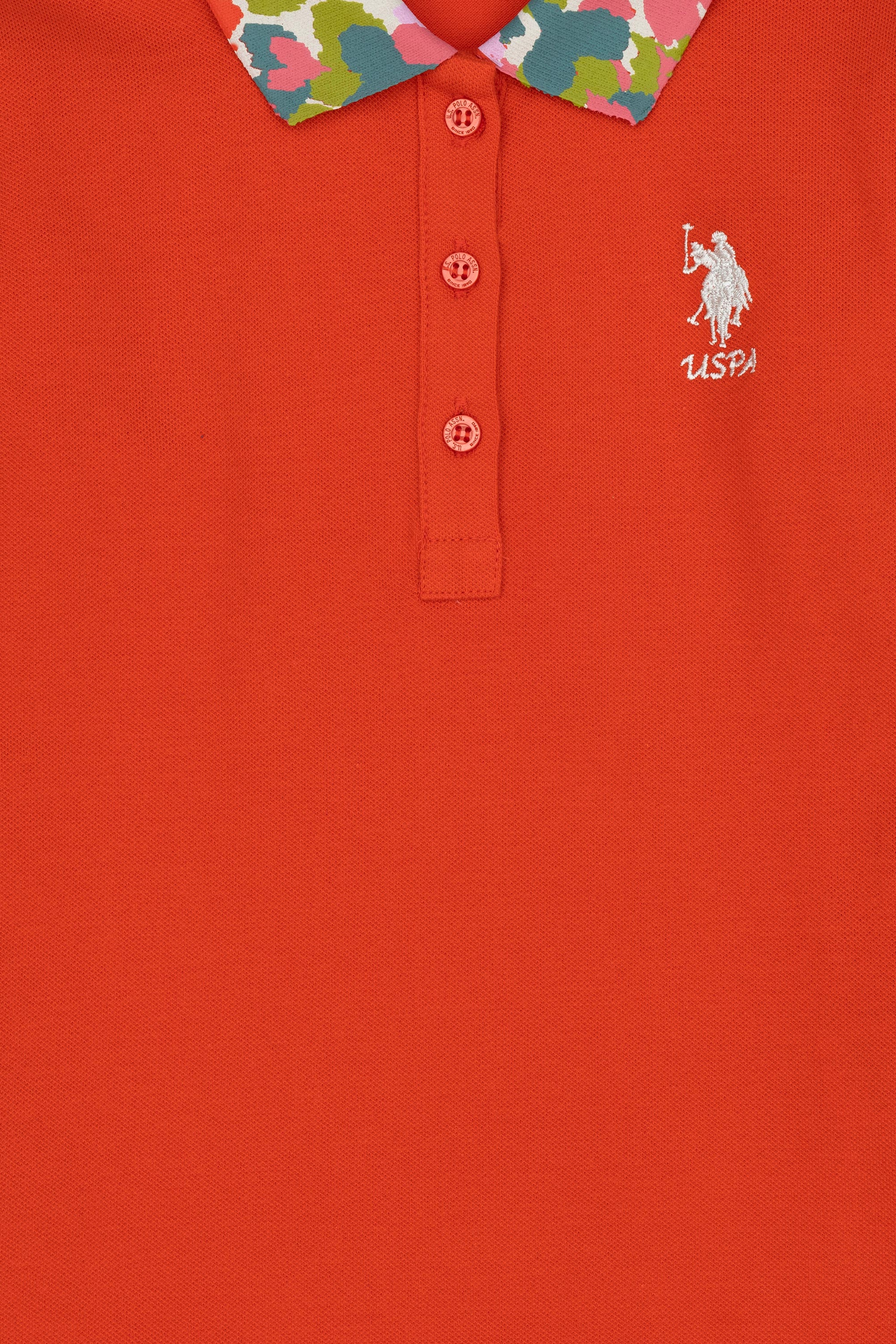 Kız Çocuk Turuncu Polo Yaka Basic Sweatshirt