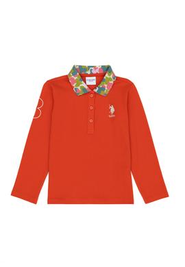 Kız Çocuk Turuncu Polo Yaka Basic Sweatshirt - 50272633019