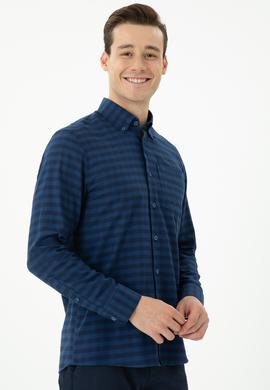 Erkek Saks Uzun Kollu Gömlek - 50272690021