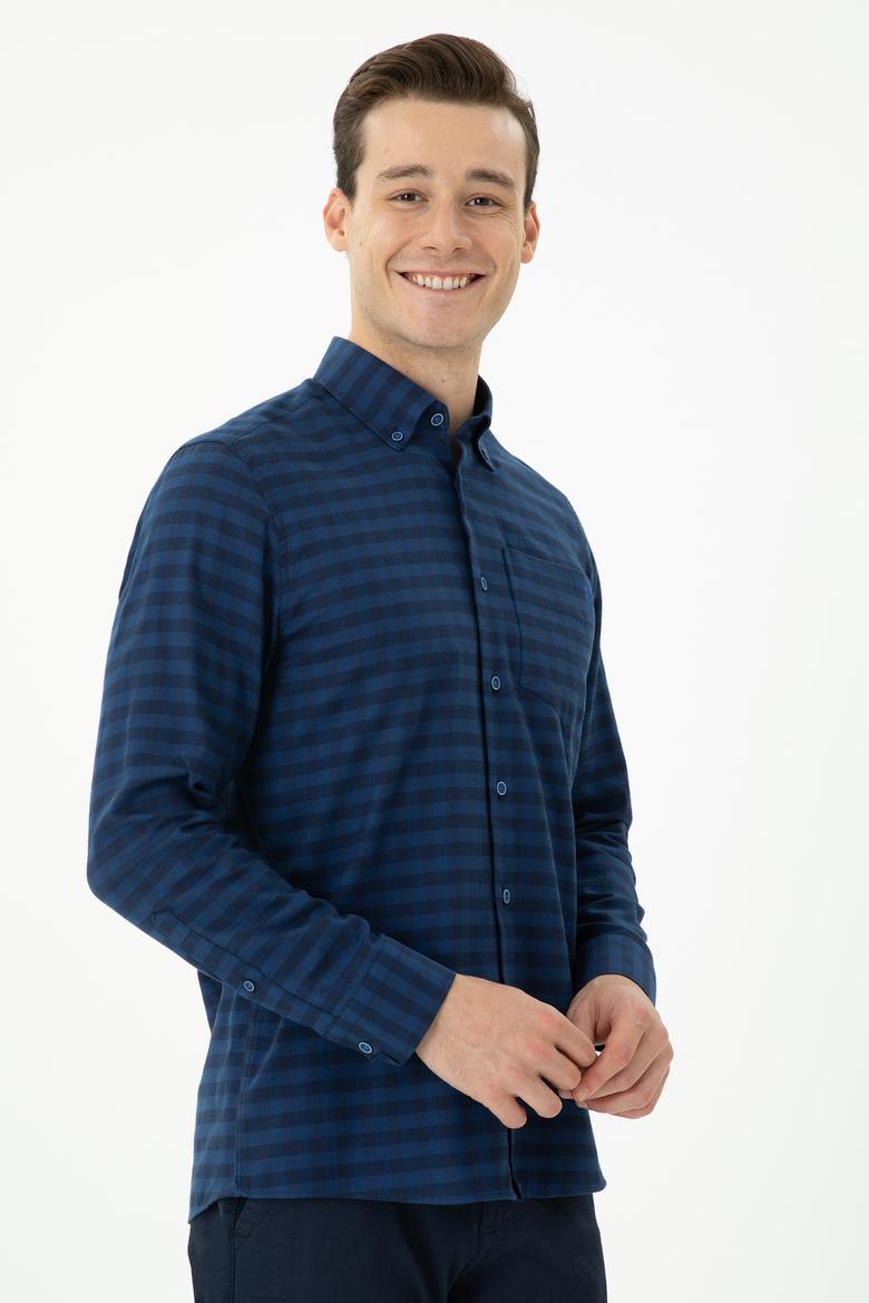 Erkek Saks Uzun Kollu Gömlek - 50272690021