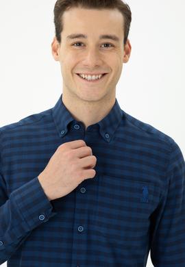 Erkek Saks Uzun Kollu Gömlek - 50272690021