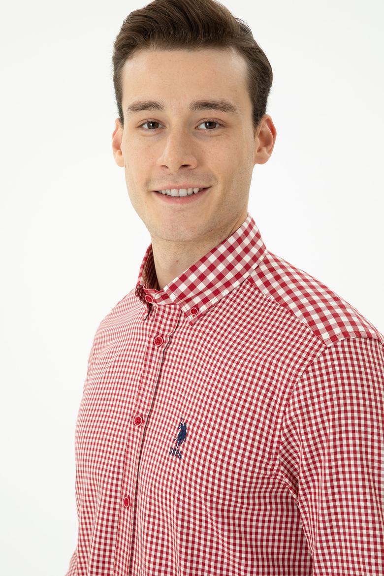 Erkek Kırmızı Uzun Kollu Gömlek - 50272703033