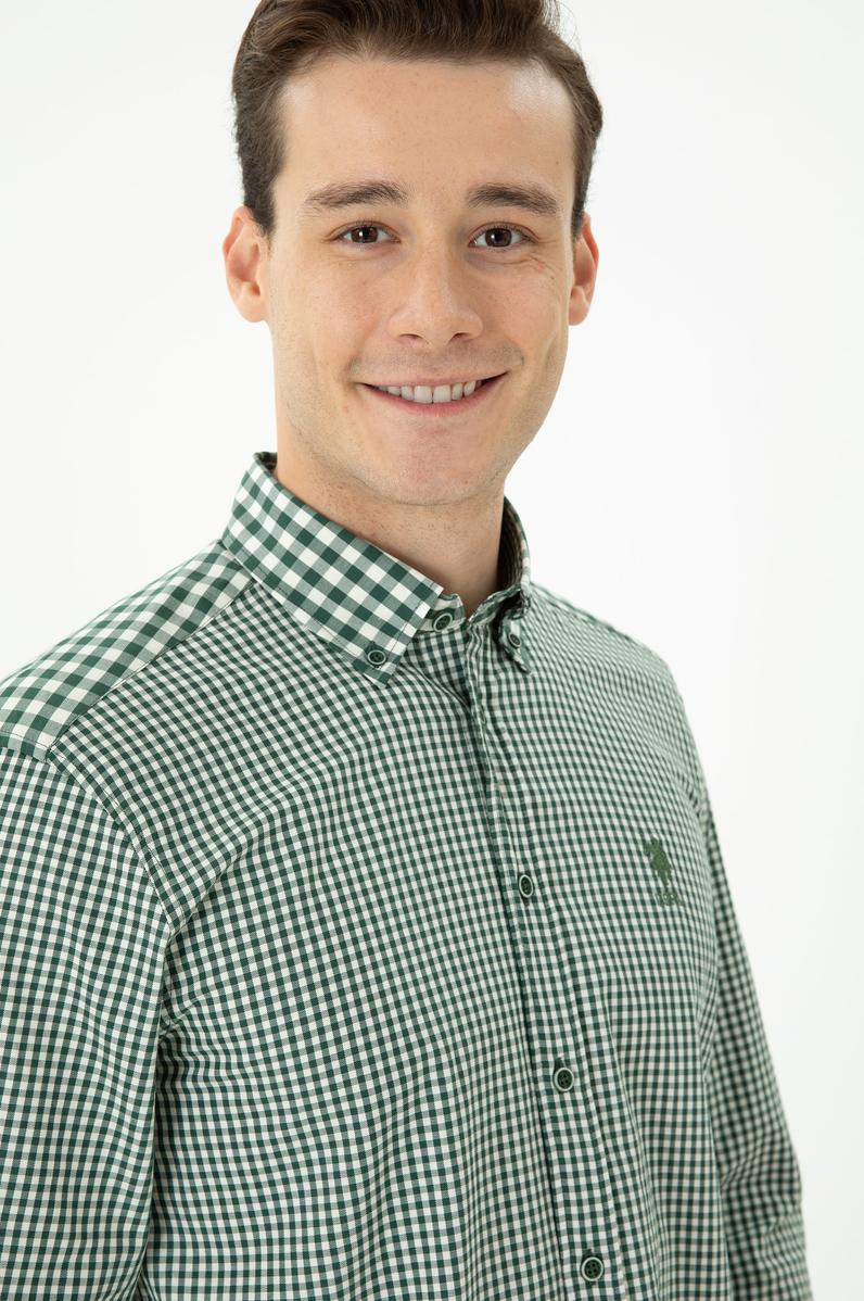 Erkek Yeşil Uzun Kollu Gömlek