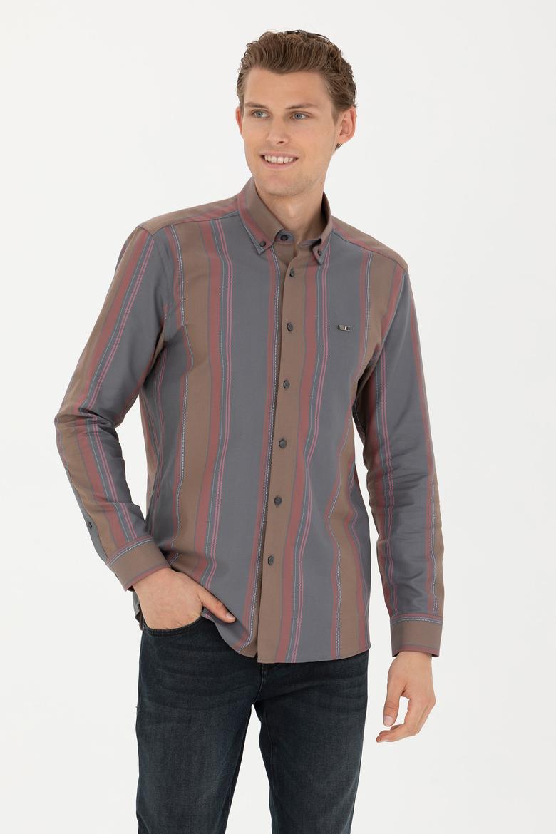 Erkek Antrasit Uzun Kollu Gömlek