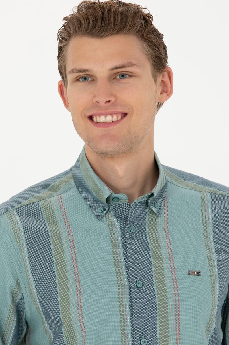 Erkek Mint Uzun Kollu Gömlek