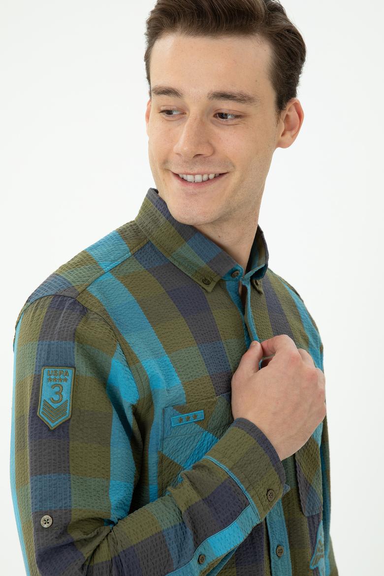 Erkek Haki Uzun Kollu Gömlek