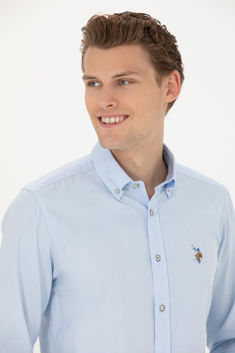 Erkek Açık Mavi Uzun Kollu Basic Gömlek