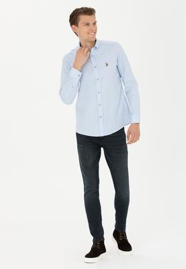 Erkek Açık Mavi Uzun Kollu Basic Gömlek - 50276495006