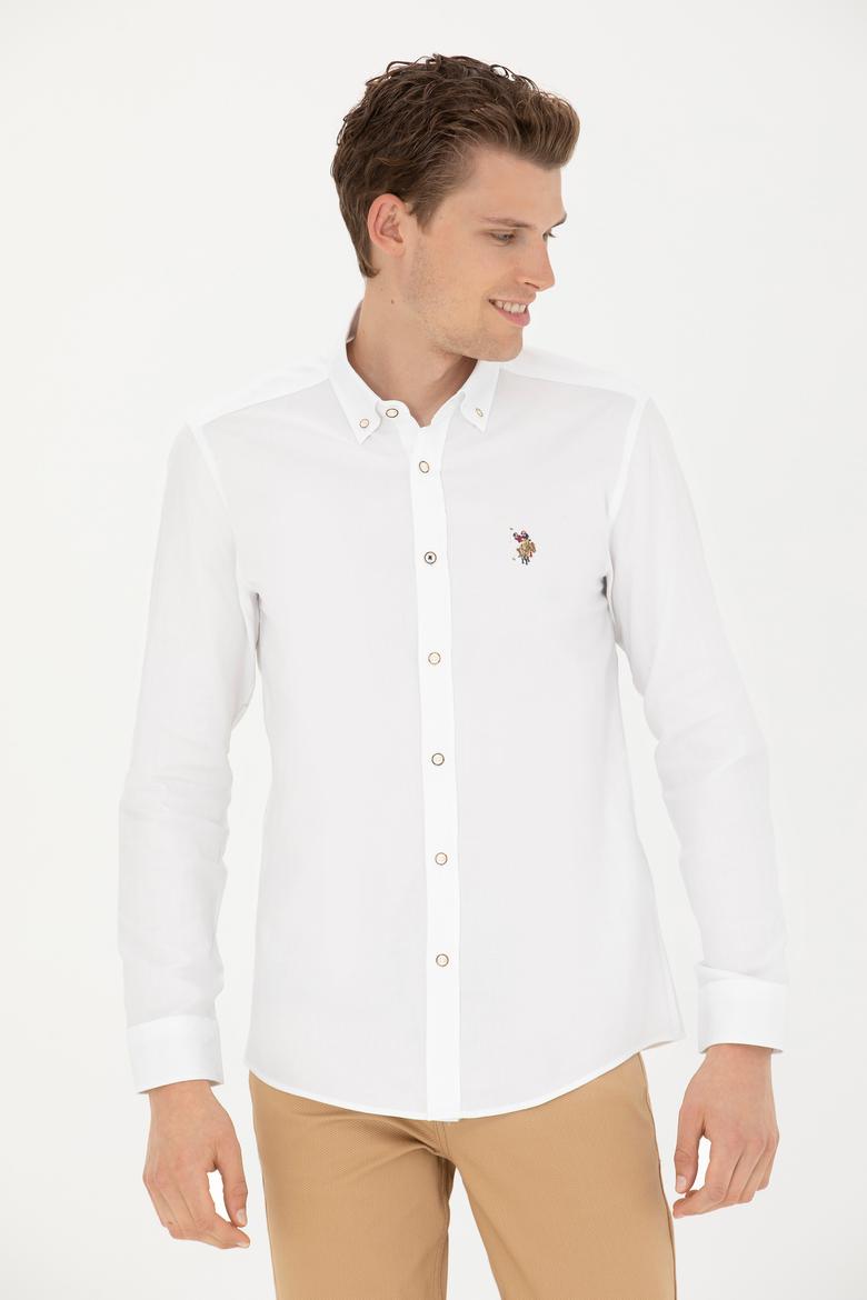 Erkek Beyaz Uzun Kollu Basic Gömlek - 50276495018