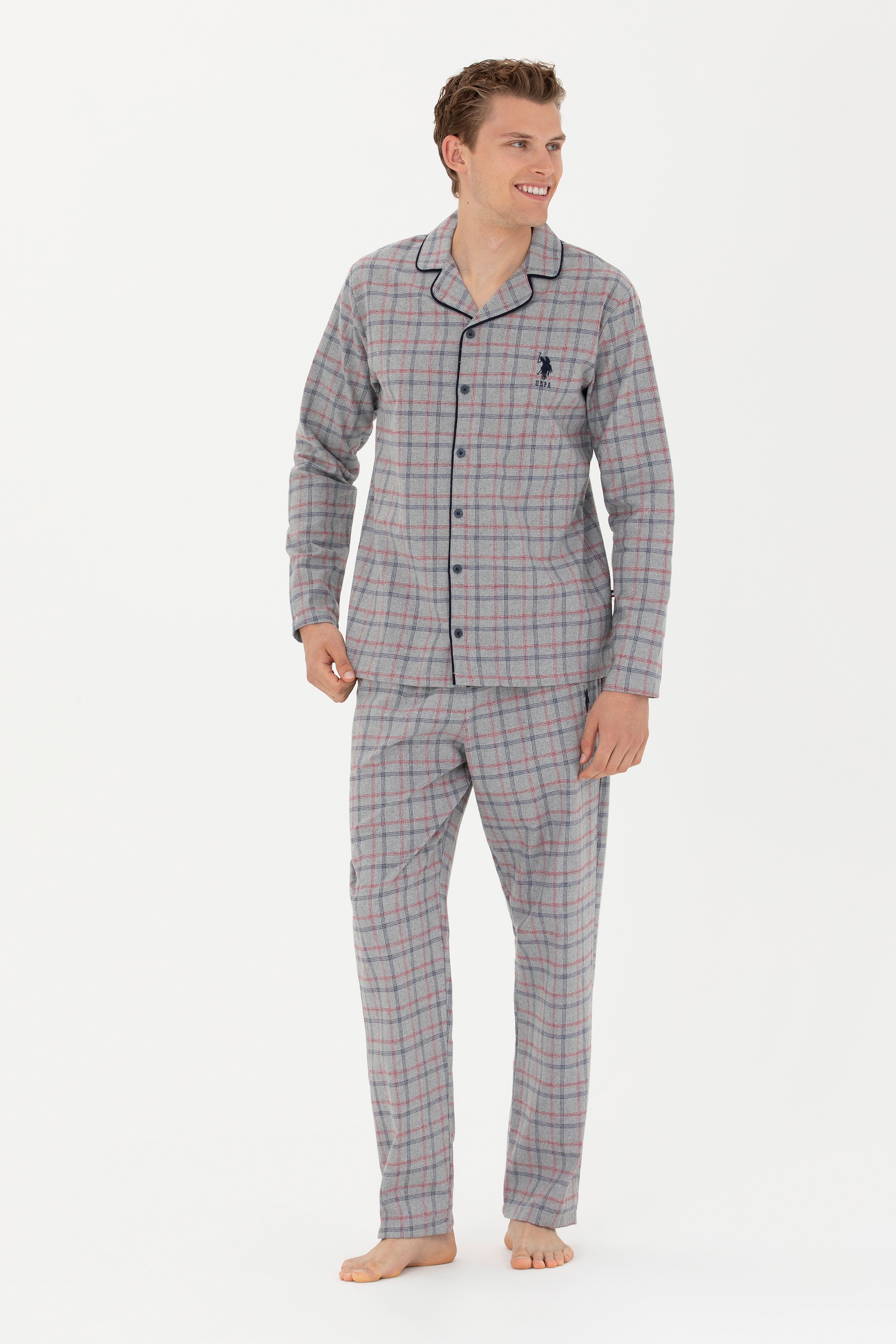 Erkek Gri Melanj Pijama Takımı - Image 4