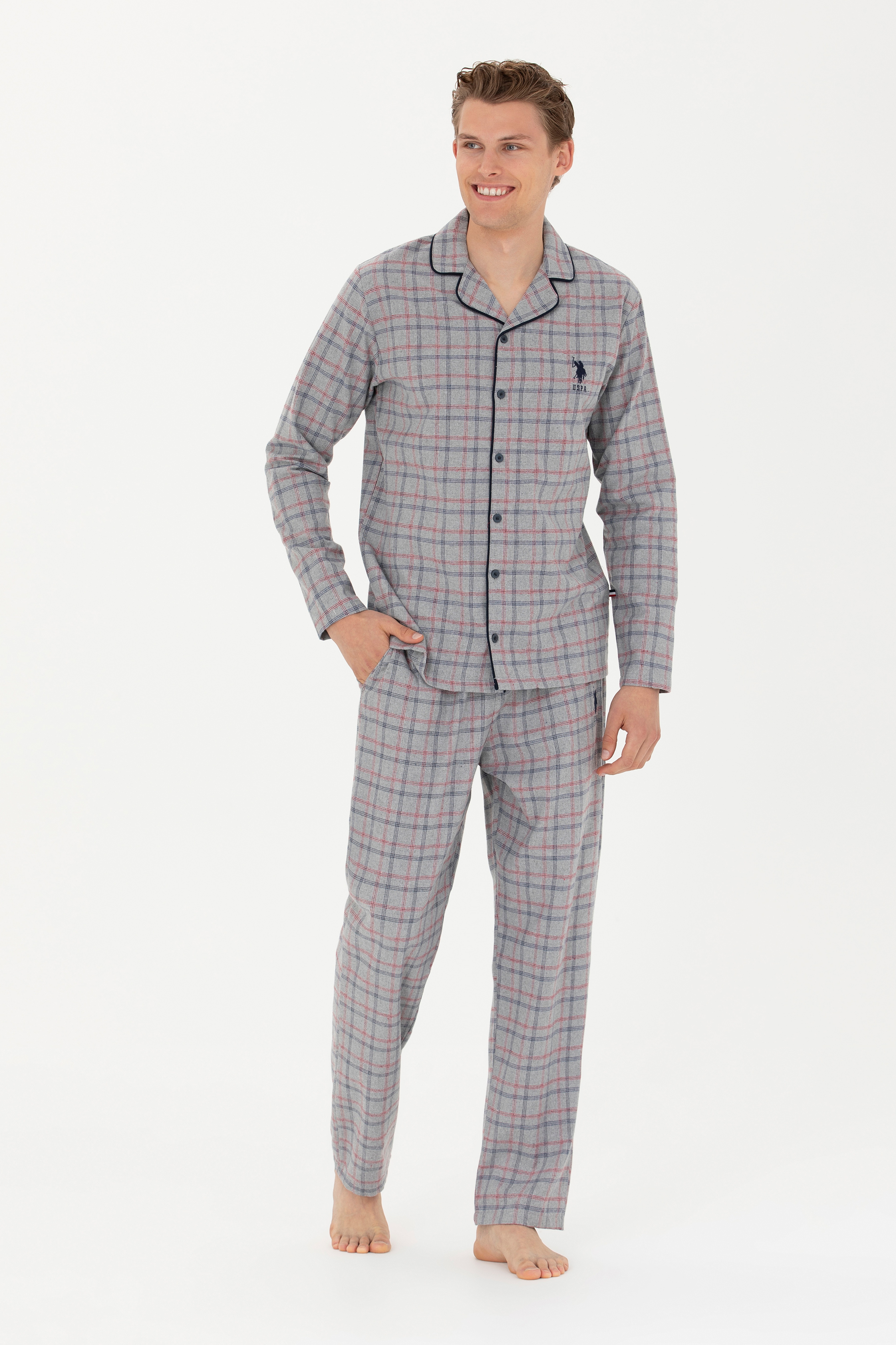 Erkek Gri Melanj Pijama Takımı - Image 1