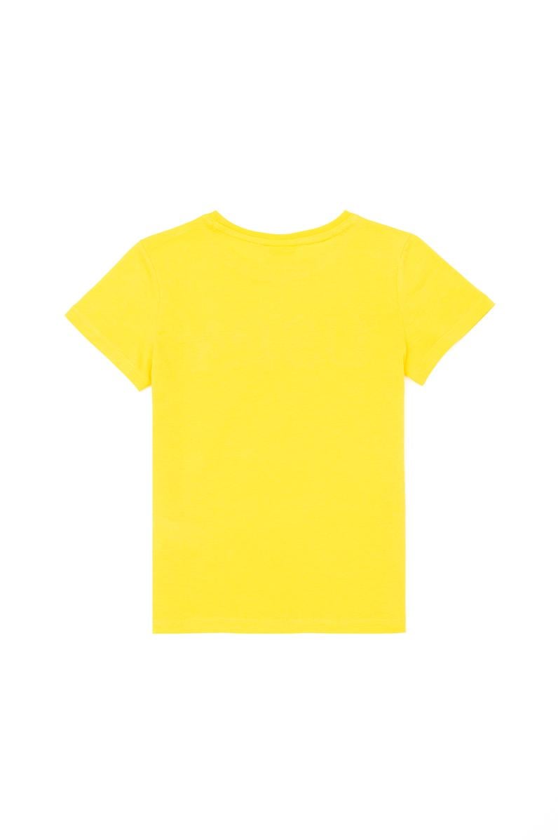 Çocuk Sarı Basic Bisiklet Yaka Tişört