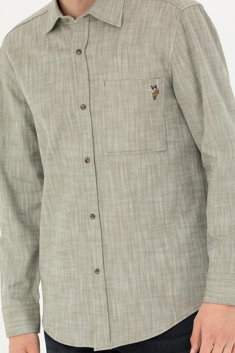 Erkek Haki Uzun Kollu Gömlek - 50272701005