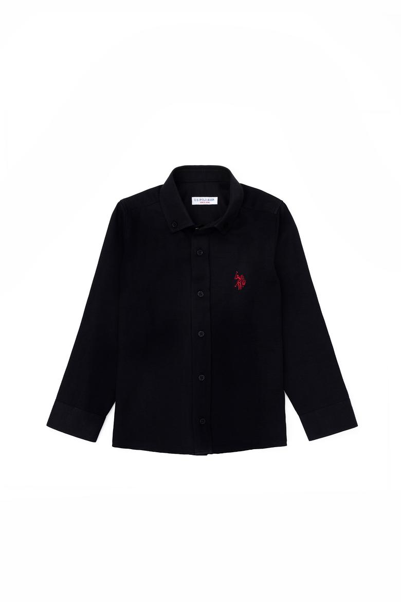 Erkek Çocuk Siyah Uzun Kollu Basic Gömlek