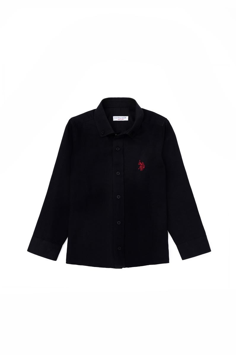 Erkek Çocuk Siyah Uzun Kollu Basic Gömlek