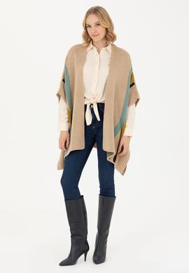 Kadın Kum Triko Panço - 50270458010