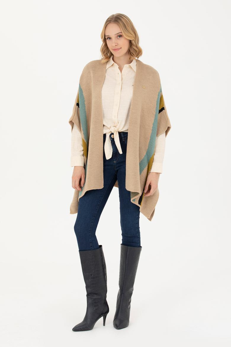 Kadın Kum Triko Panço - 50270458010