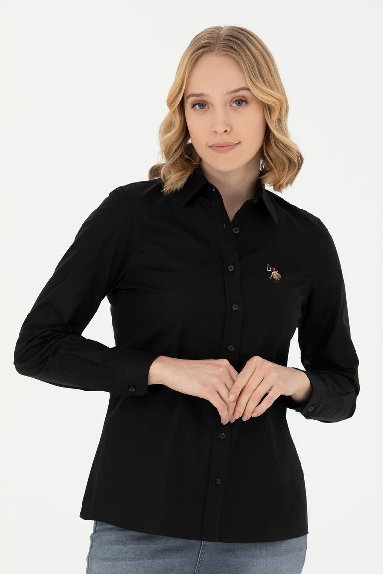 Kadın Siyah Uzun Kollu Basic Gömlek - 50271262030