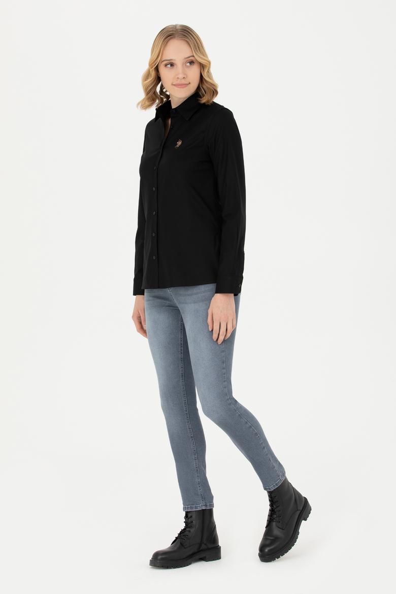 Kadın Siyah Uzun Kollu Basic Gömlek - 50271262030