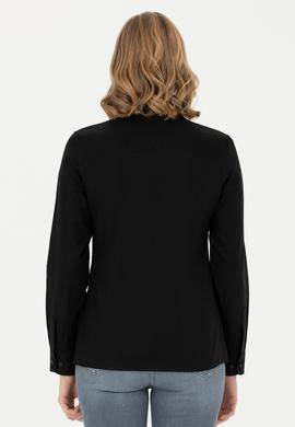 Kadın Siyah Uzun Kollu Basic Gömlek - 50271262030