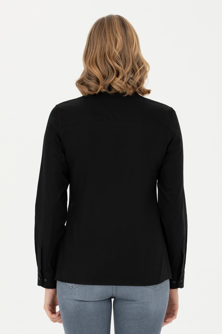 Kadın Siyah Uzun Kollu Basic Gömlek - 50271262030
