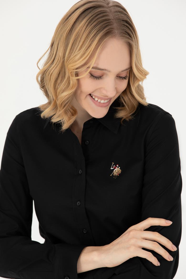 Kadın Siyah Uzun Kollu Basic Gömlek - 50271262030