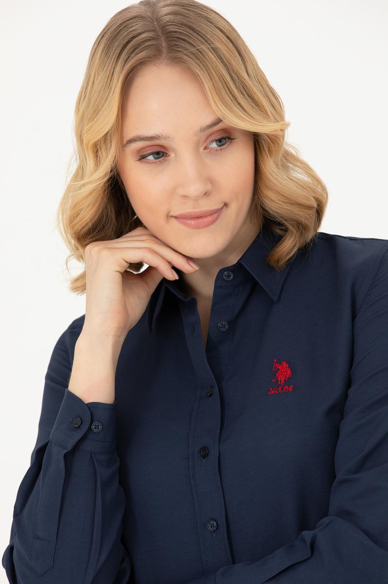 Kadın Lacivert Uzun Kollu Basic Gömlek