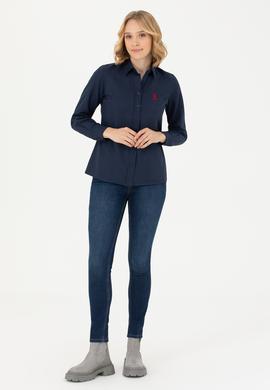 Kadın Lacivert Uzun Kollu Basic Gömlek - 50271267019