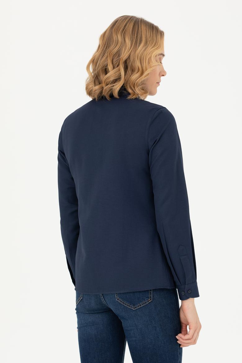 Kadın Lacivert Uzun Kollu Basic Gömlek - 50271267019