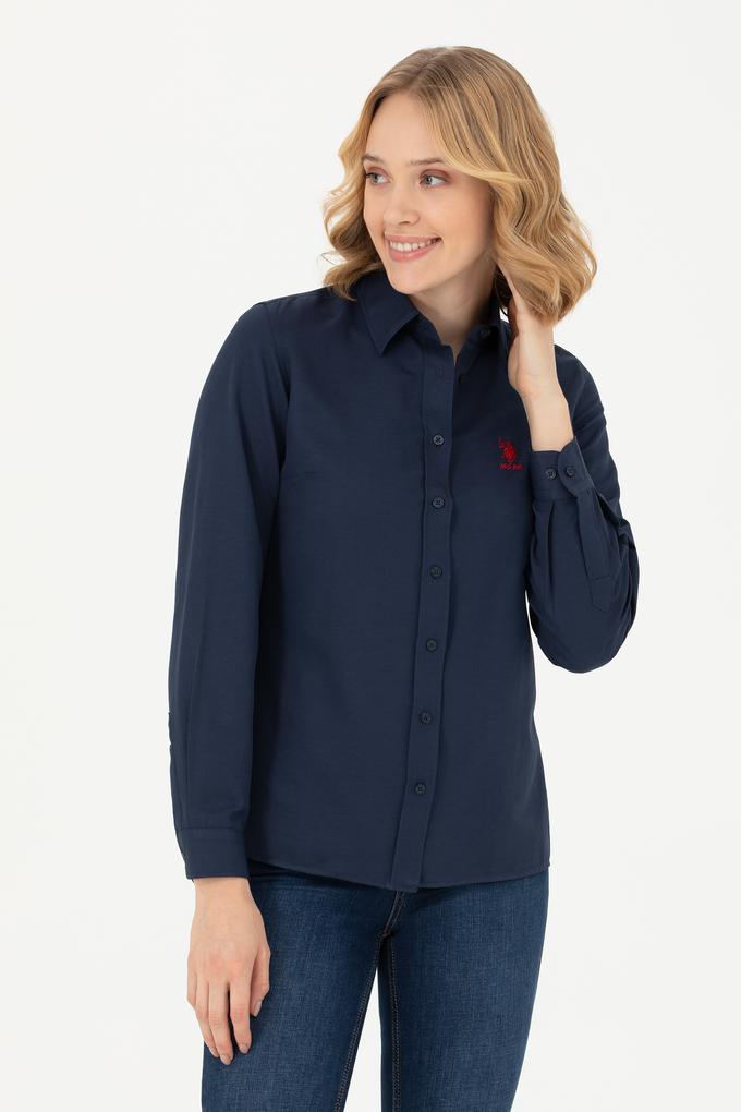 Kadın Lacivert Uzun Kollu Basic Gömlek