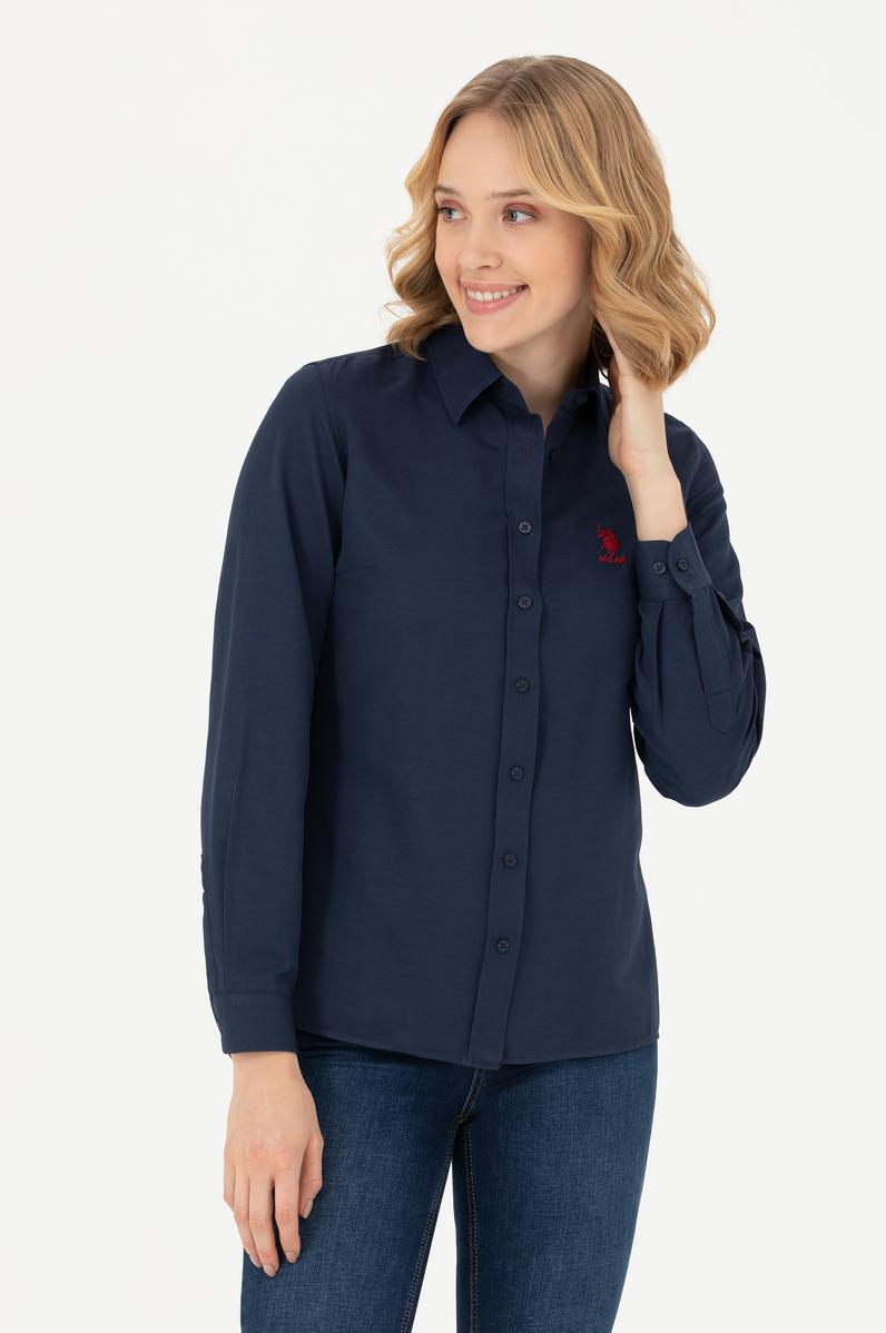 Kadın Lacivert Uzun Kollu Basic Gömlek