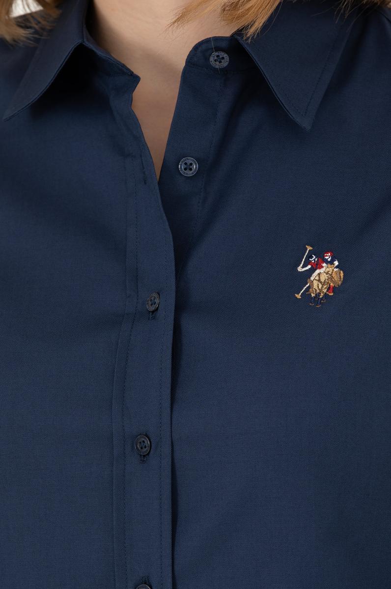 Kadın Lacivert Uzun Kollu Basic Gömlek