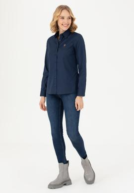 Kadın Lacivert Uzun Kollu Basic Gömlek - 50271268021