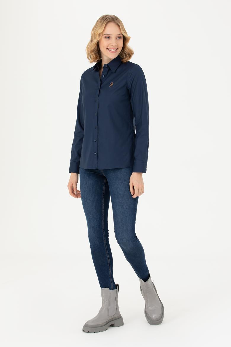 Kadın Lacivert Uzun Kollu Basic Gömlek - 50271268021