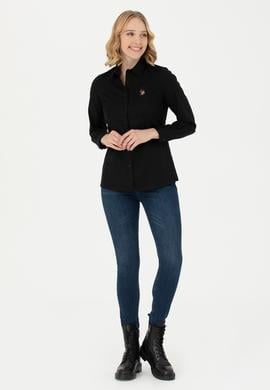 Kadın Siyah Uzun Kollu Basic Gömlek - 50271268027