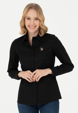 Kadın Siyah Uzun Kollu Basic Gömlek - 50271268027