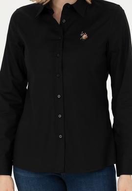 Kadın Siyah Uzun Kollu Basic Gömlek - 50271268027