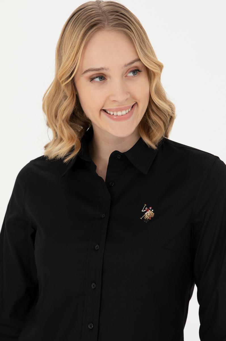Kadın Siyah Uzun Kollu Basic Gömlek