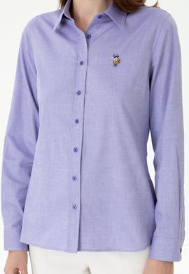 Kadın Mor Uzun Kollu Basic Gömlek - 50271268075