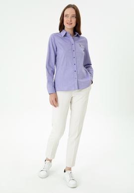 Kadın Mor Uzun Kollu Basic Gömlek - 50271268075