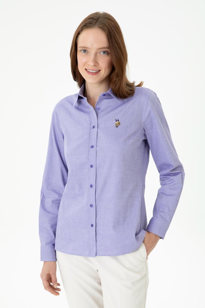 Kadın Mor Uzun Kollu Basic Gömlek