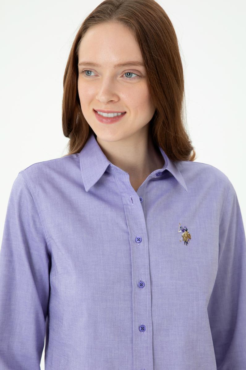 Kadın Mor Uzun Kollu Basic Gömlek