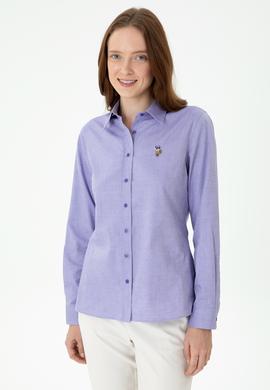 Kadın Mor Uzun Kollu Basic Gömlek - 50271268075