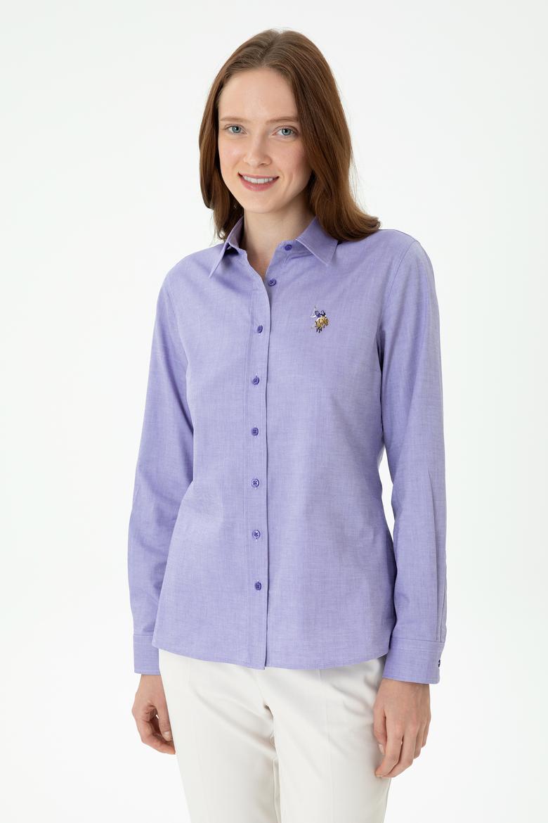 Kadın Mor Uzun Kollu Basic Gömlek - 50271268075