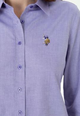 Kadın Mor Uzun Kollu Basic Gömlek - 50271268075